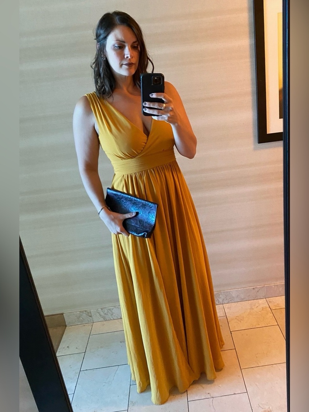 Thoughts of Hue Marigold Yellow Maxi Dress Worn Once
